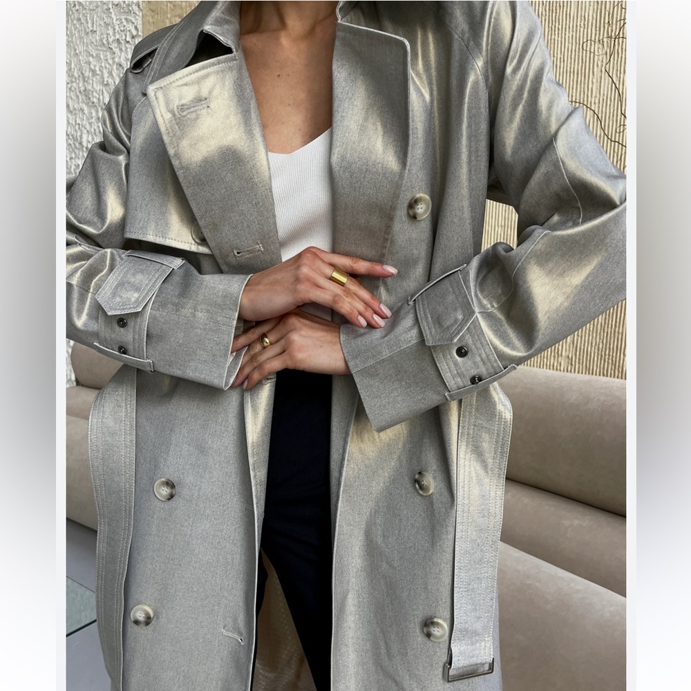 Michael Kors Silver Trench Coat  - Size XS